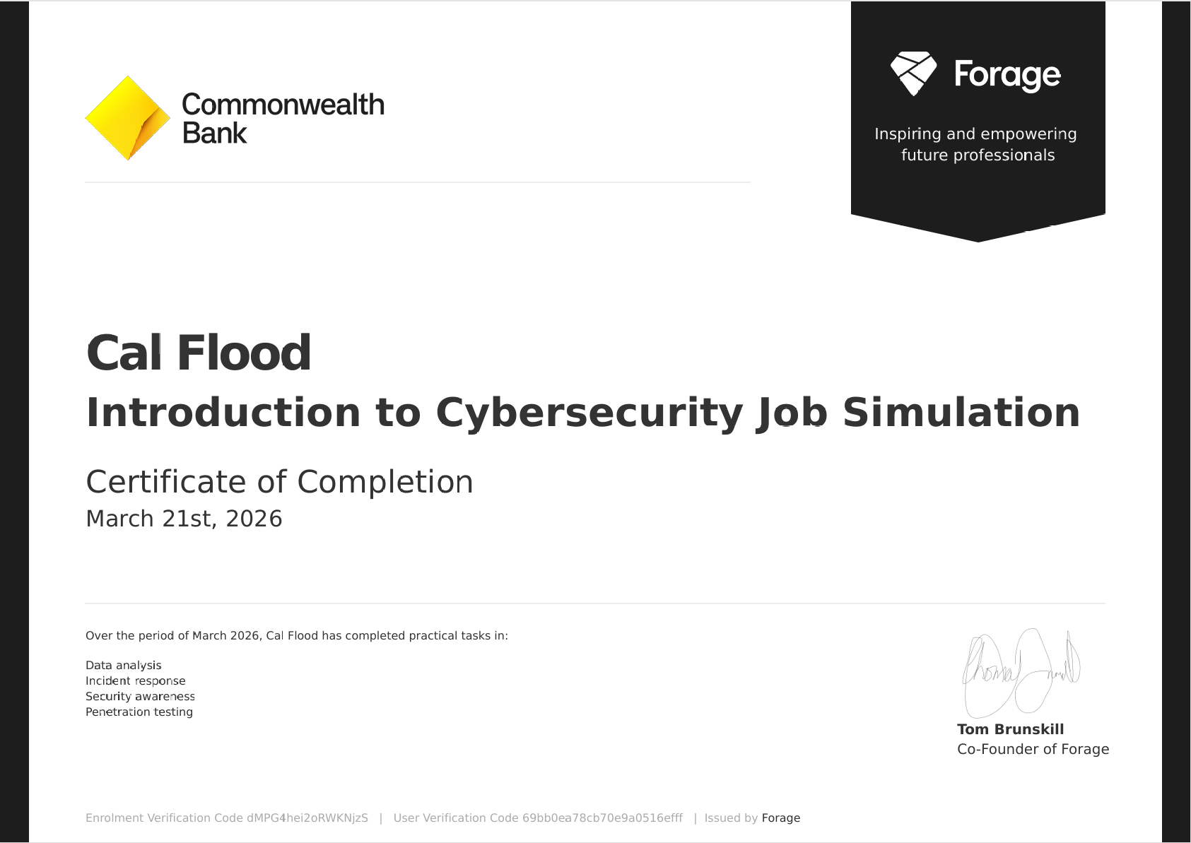 Official Course Certificate
